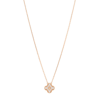 Van Cleef & Arpels 18K Rose Gold Diamond Vintage Alhambra Pendant Necklace 1 of 5