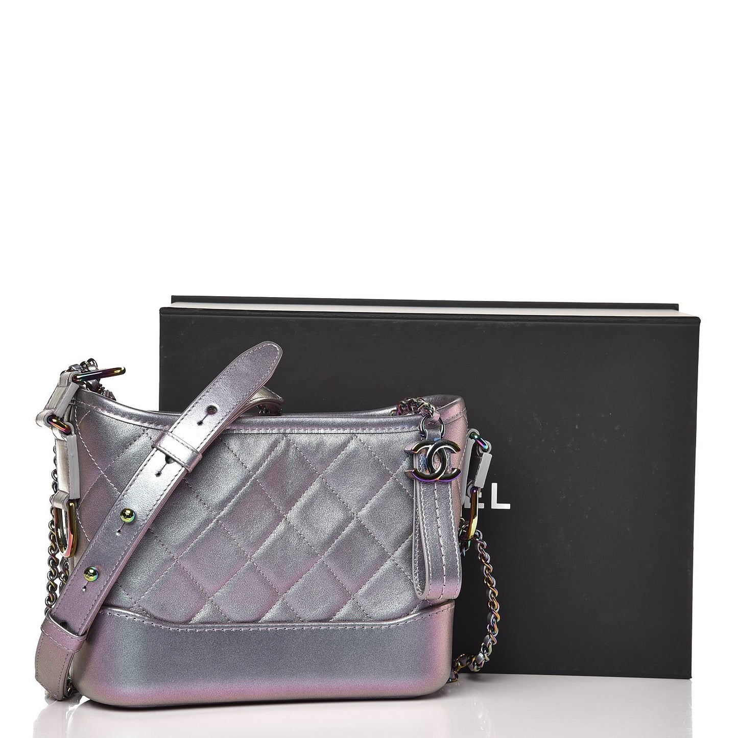 Iridescent Lambskin Calfskin Quilted Small Gabrielle Hobo Light Purple