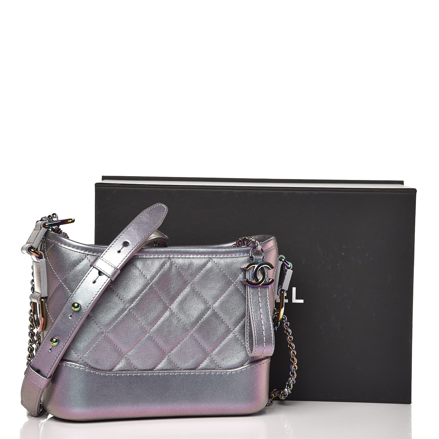 Chanel Iridescent Lambskin Calfskin Quilted Small Gabrielle Hobo Light Purple 8 of 8