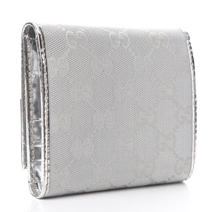 Gucci Metallic Monogram Britt Tri-Fold Wallet Silver 3 of 8