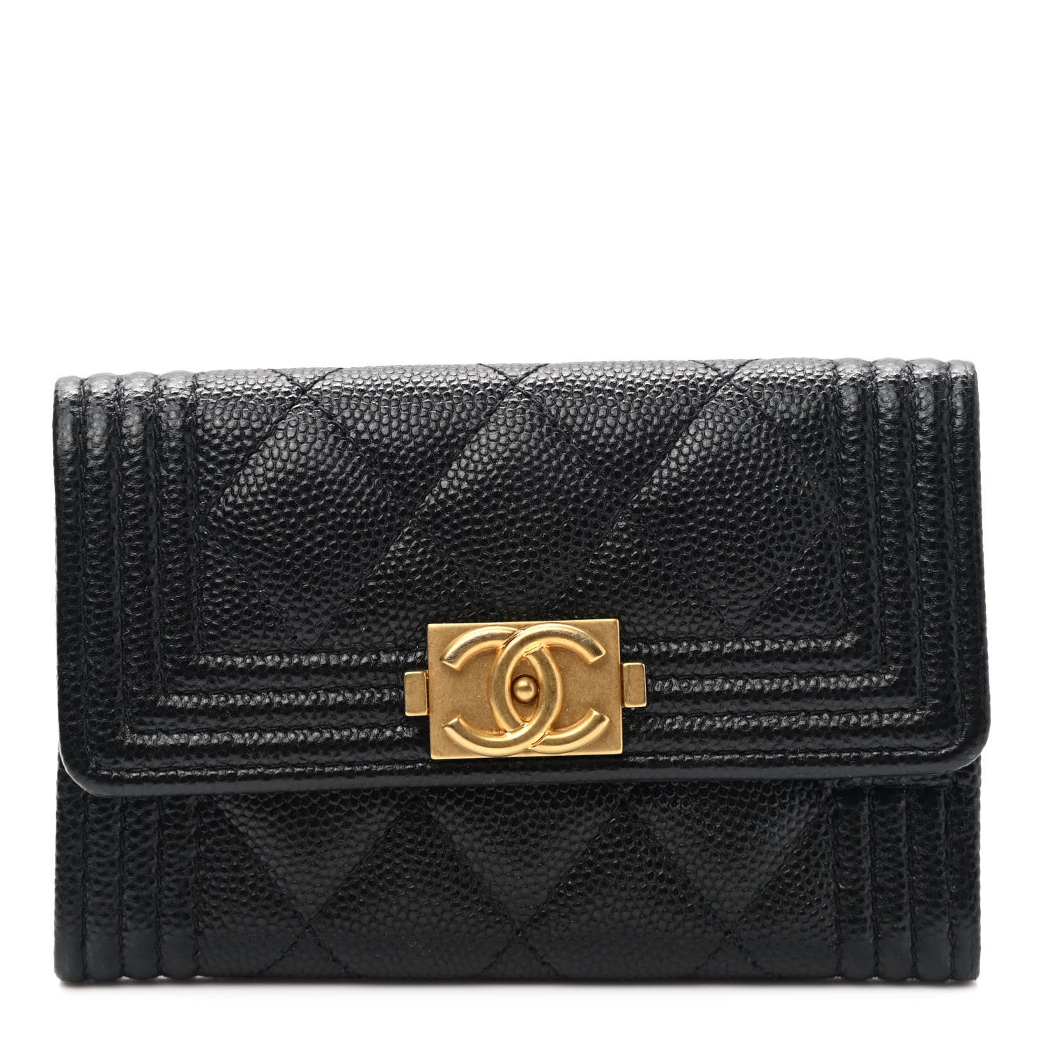 Chanel Caviar Quilted Boy Flap Card Holder Black 1 of 9