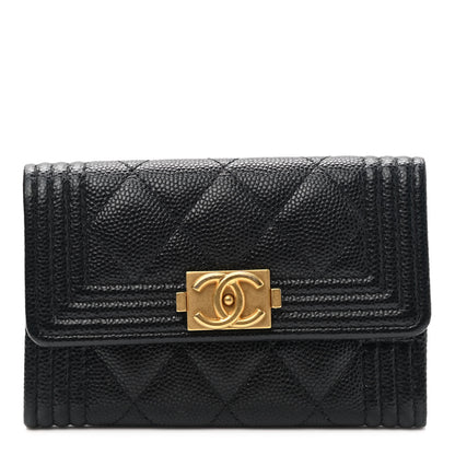 Chanel Caviar Quilted Boy Flap Card Holder Black 1 of 9