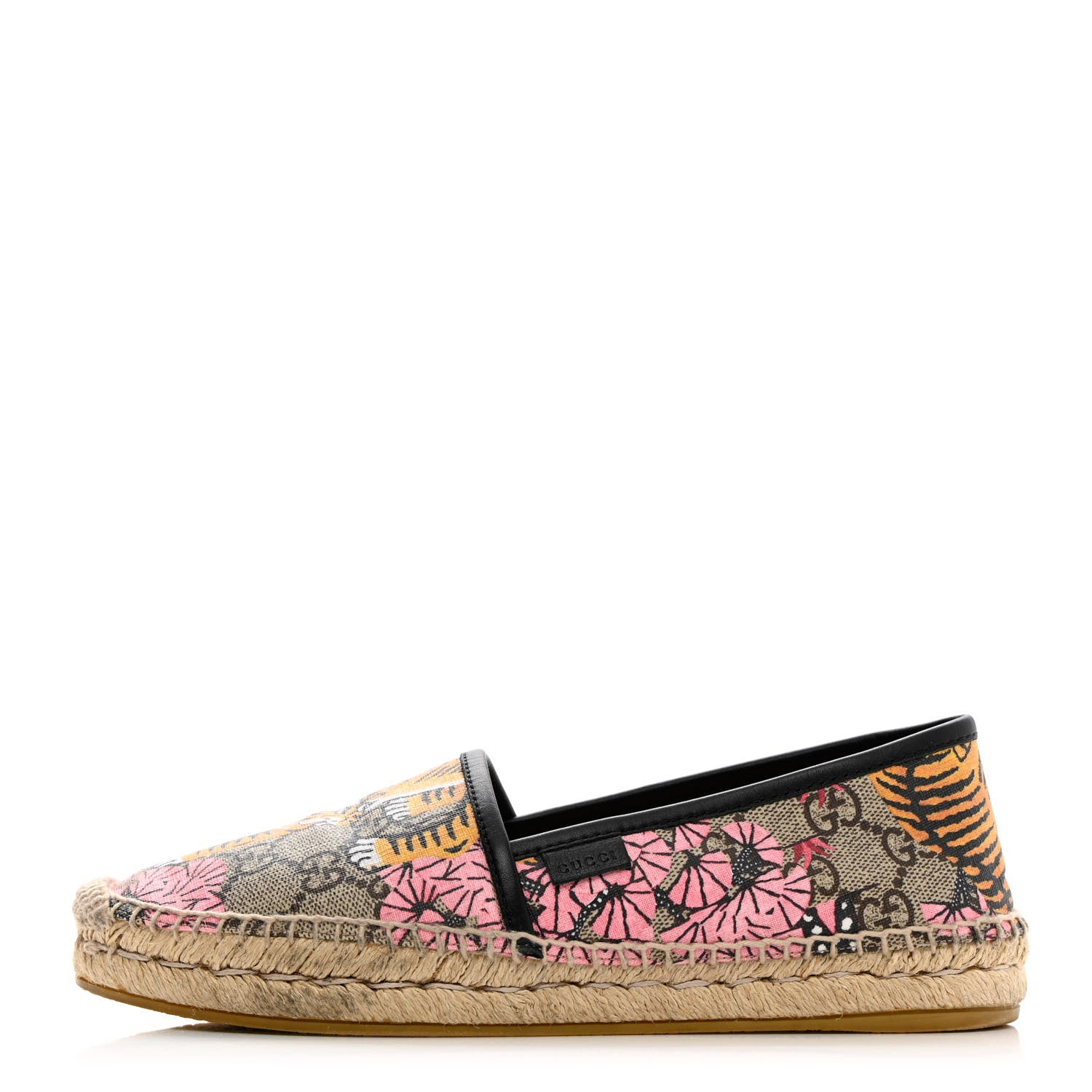Gucci GG Supreme Monogram Bengal Espadrilles 36.5 Beige Crop Pink 1 of 17