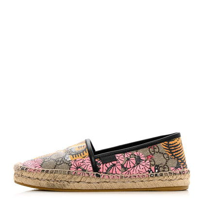 Gucci GG Supreme Monogram Bengal Espadrilles 36.5 Beige Crop Pink 1 of 17