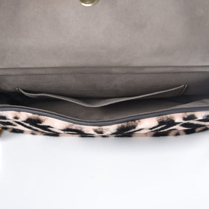 Fendi Shearling Macro FF 1974 Diagonal Double F Shoulder Bag White Light Rose Ebano 10 of 11