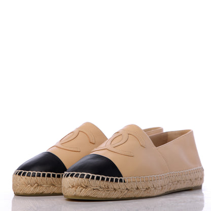 Chanel Lambskin CC Espadrilles 38 Beige Black 3 of 9