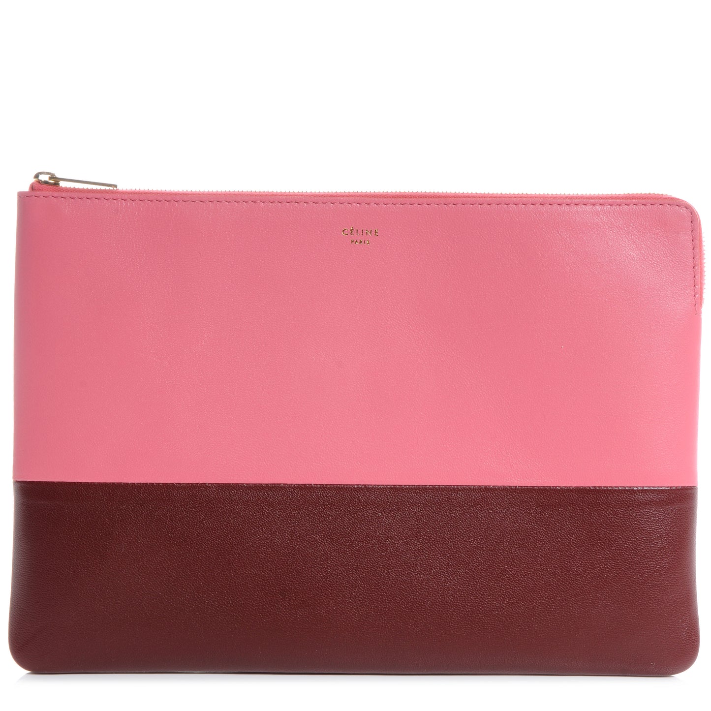 Lambskin Bi-Color Solo Clutch Rust