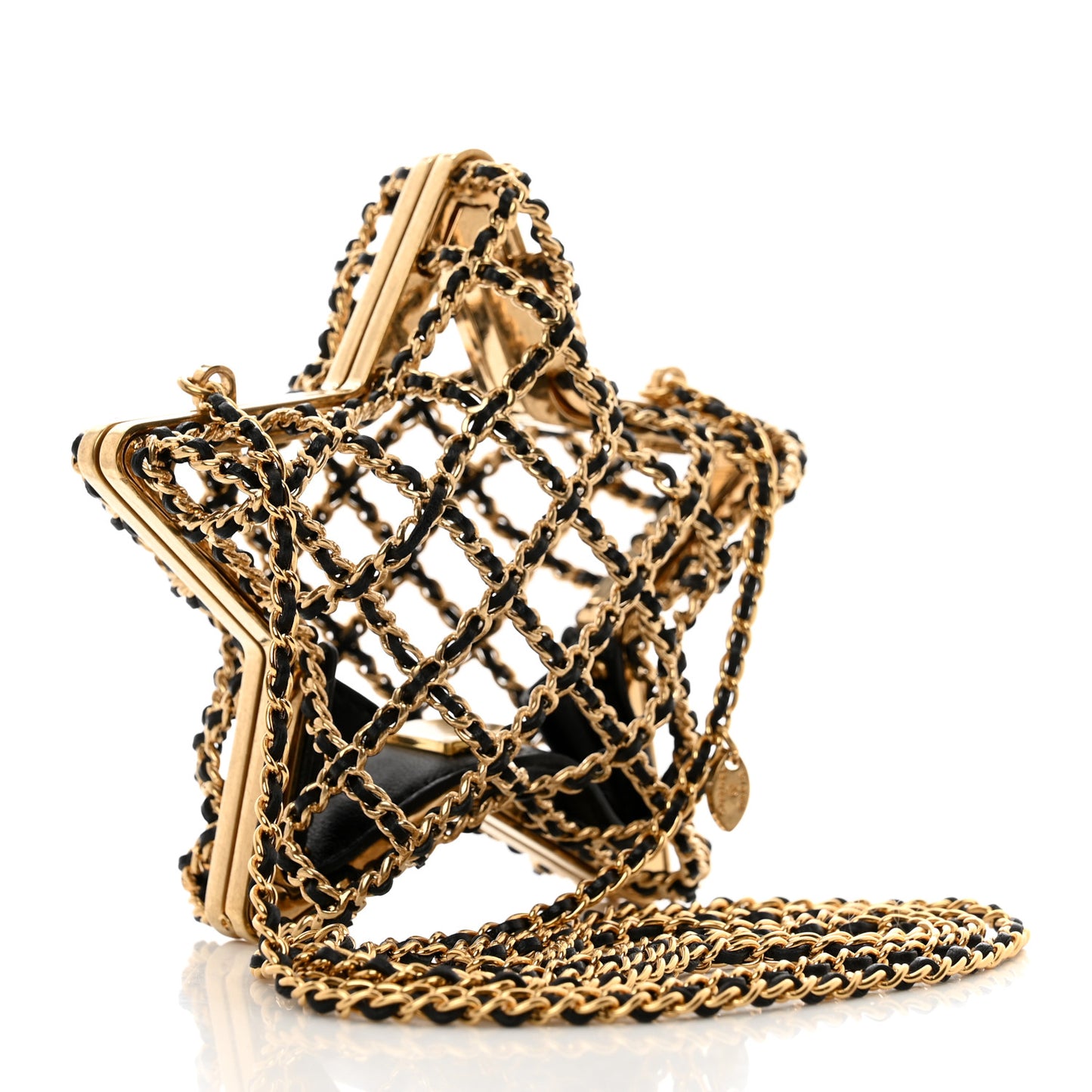 Metal CC Star Minaudiere Crossbody Gold Black