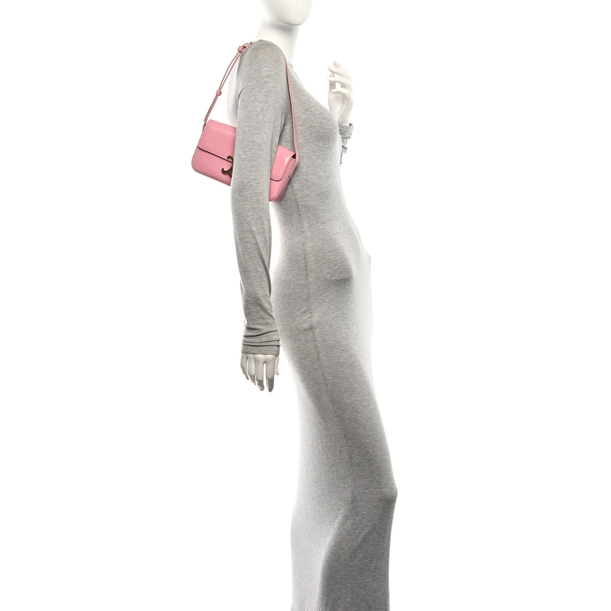 Celine Natural Calfskin Triomphe Shoulder Bag Rose 2 of 13
