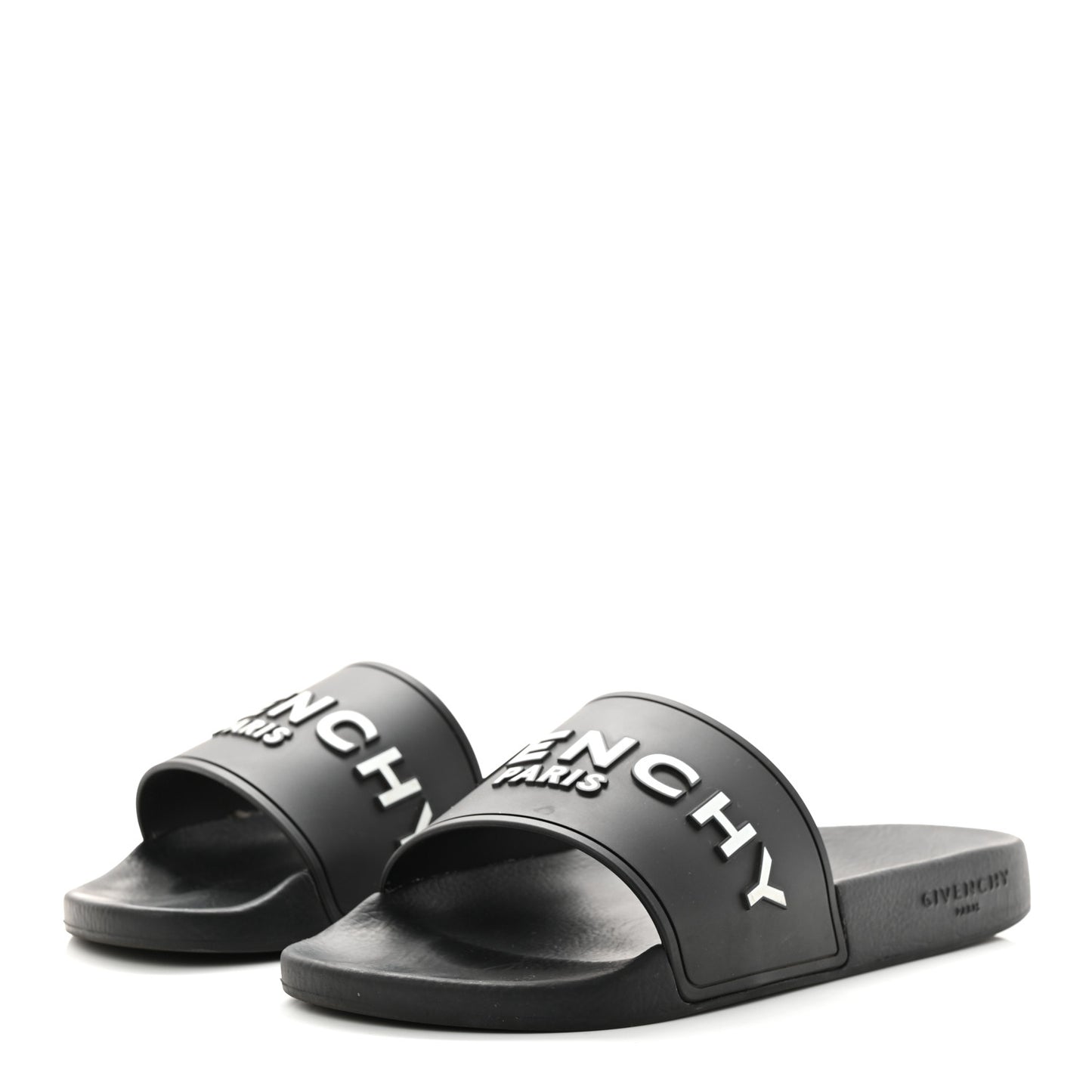 Rubber Logo Pool Slide Sandals 40 Black