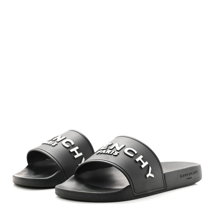 Givenchy Rubber Logo Pool Slide Sandals 40 Black 4 of 10