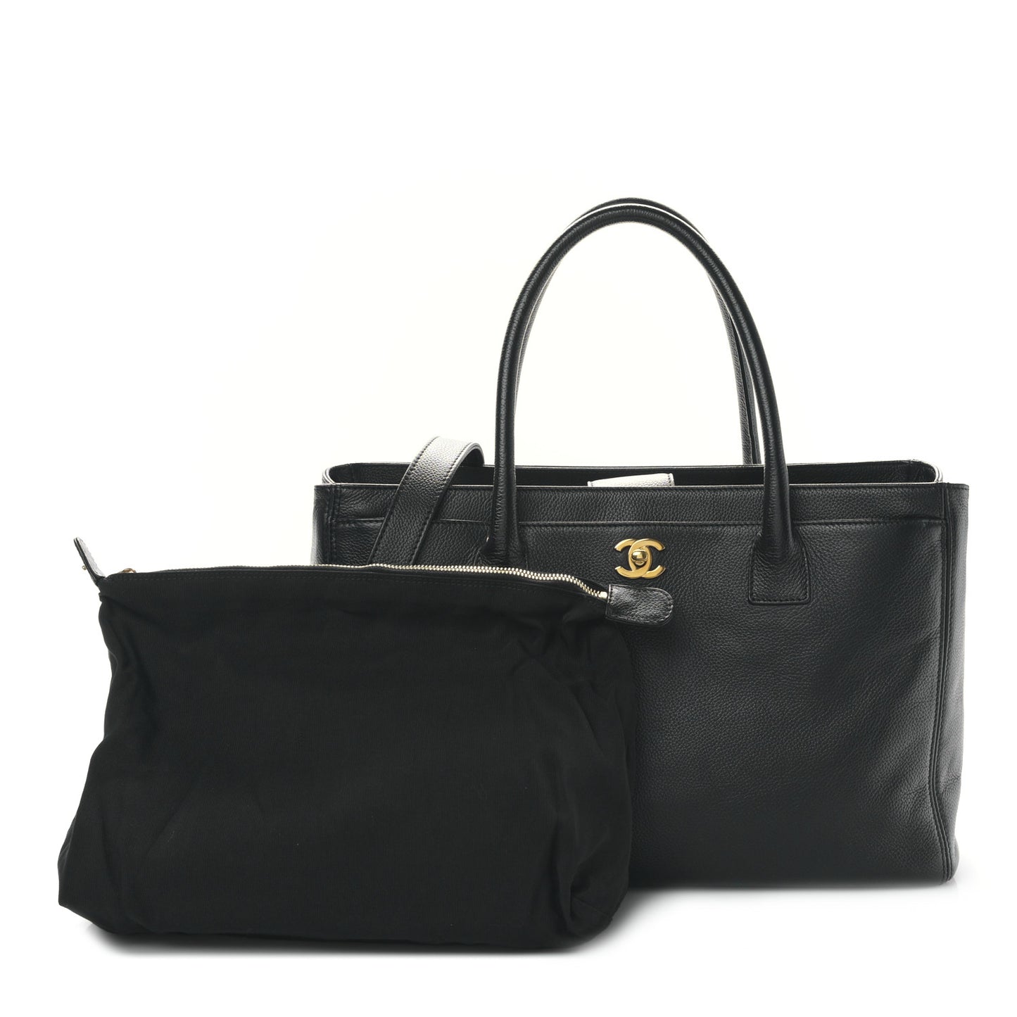 Calfskin Cerf Executive Shopper Tote Black