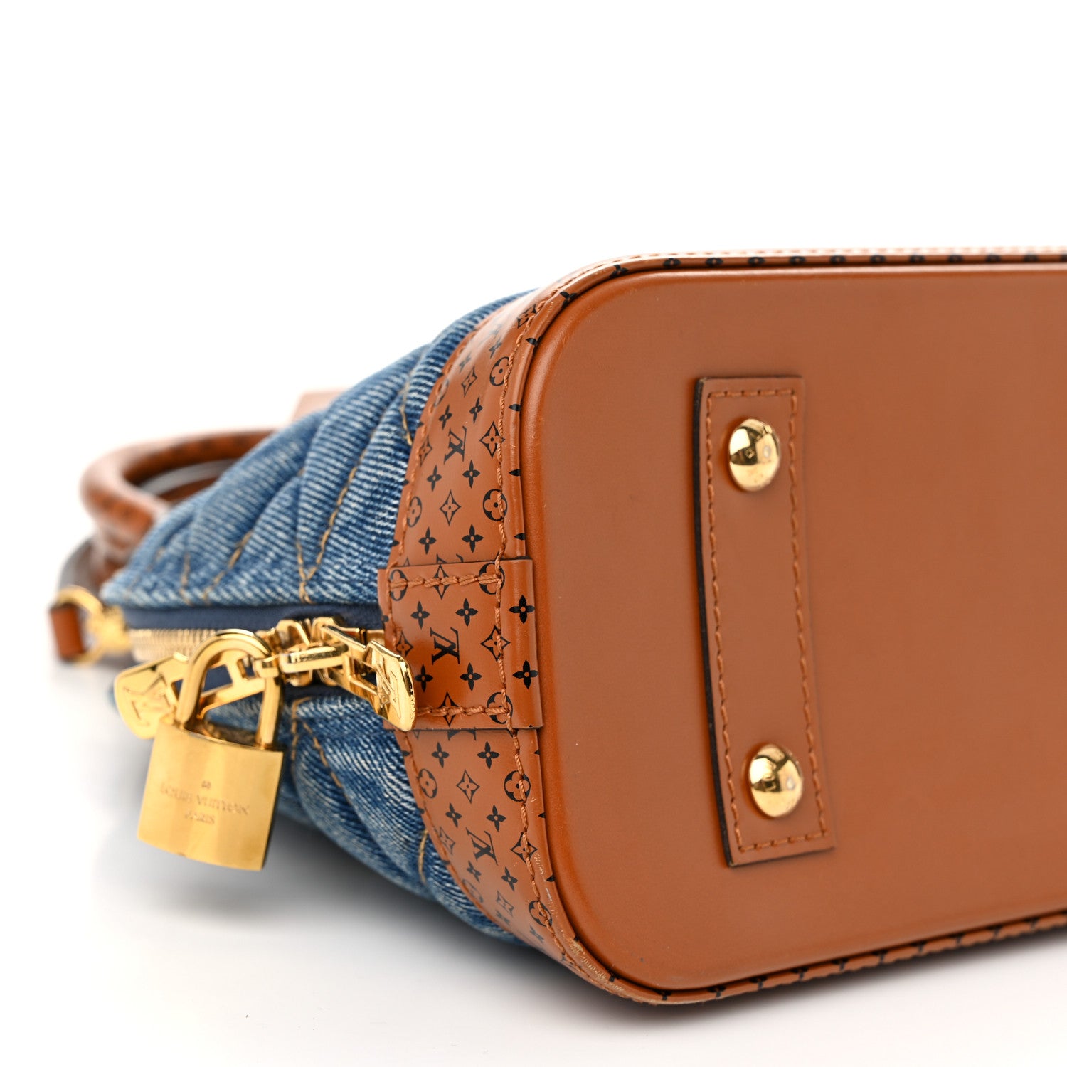 Louis Vuitton Denim Calfskin Reverse Monogram Malletage Alma BB Blue 9 of 10