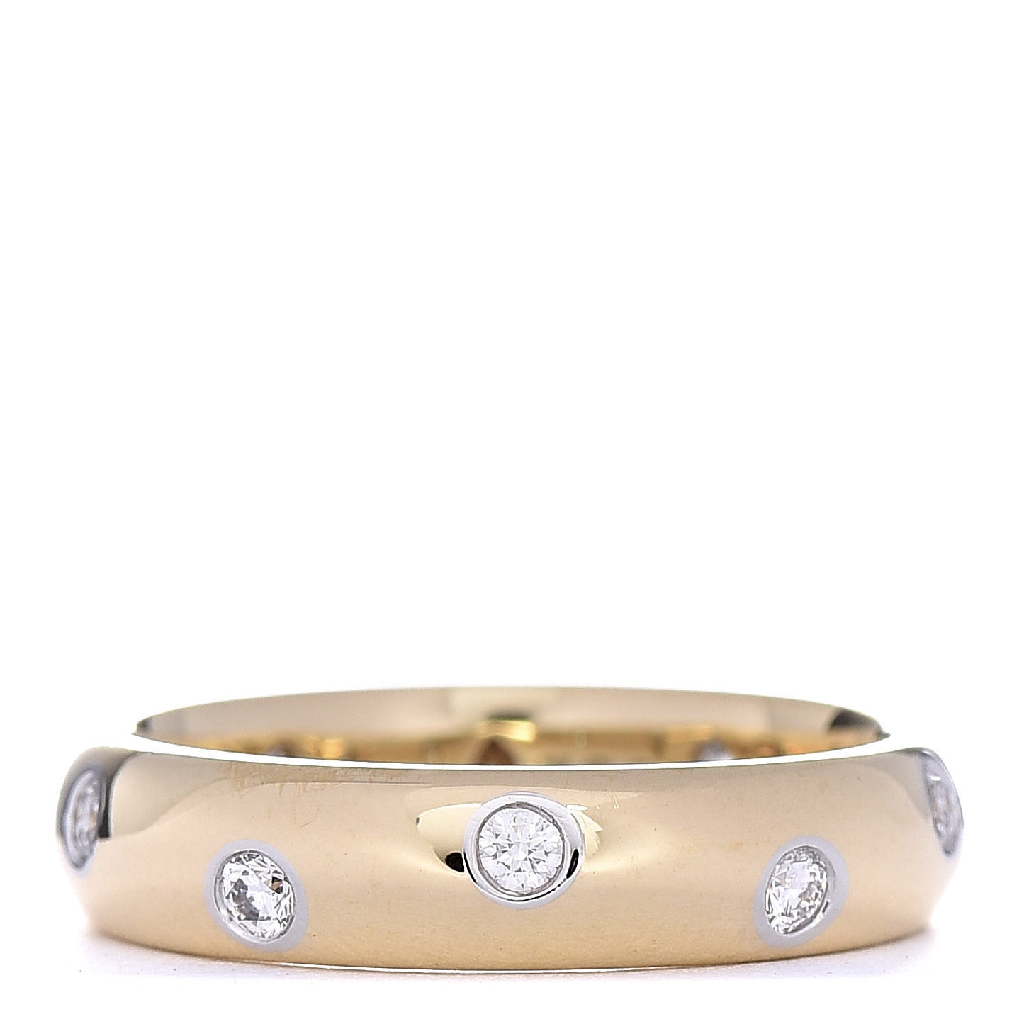 18K Yellow Gold Platinum Diamond 4mm Etoile Band Ring 47 4.25