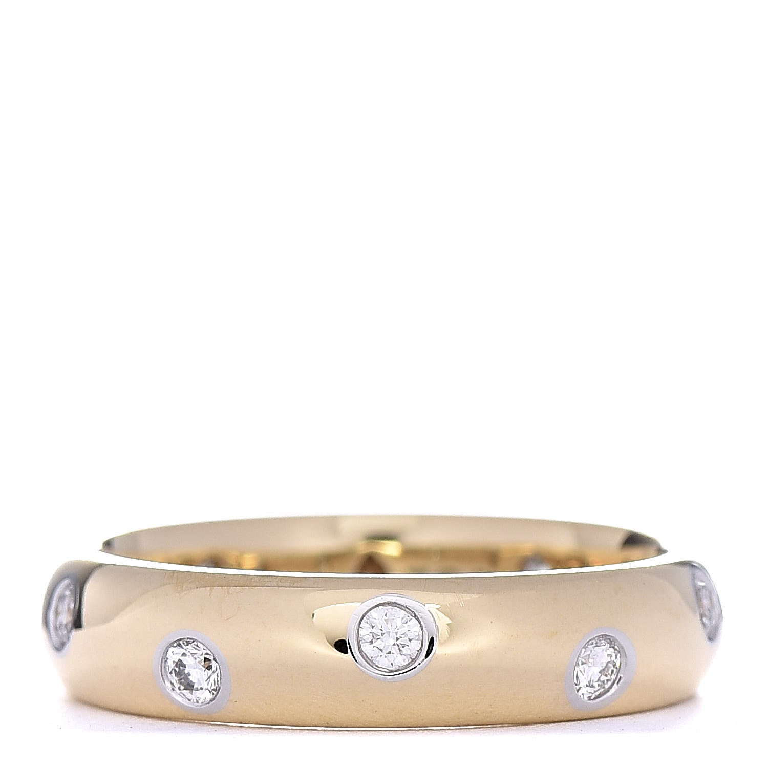 Tiffany 18K Yellow Gold Platinum 4mm Diamond Etoile Band Ring 47 4.25 1 of 6