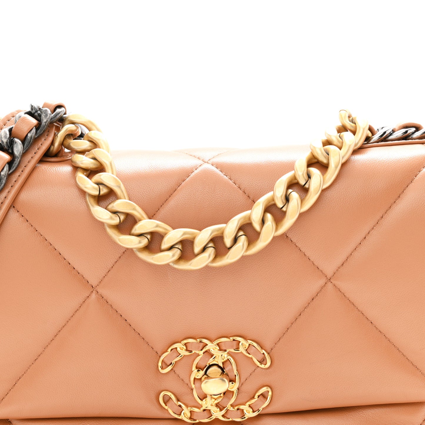 Lambskin Quilted Medium Chanel 19 Flap Brown