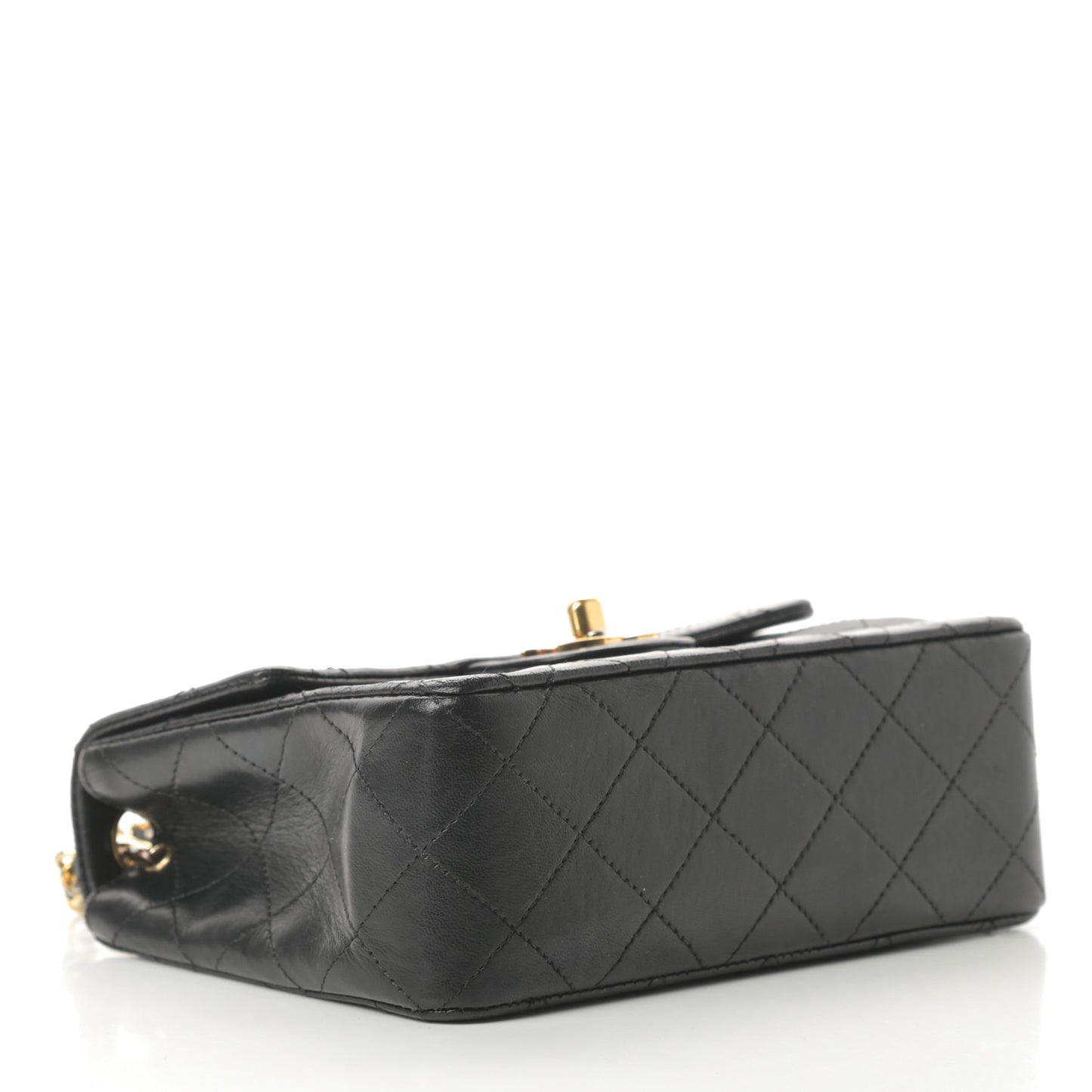 Lambskin Quilted Mini Square Flap Black