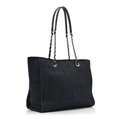 Chanel Denim Small Deauville Tote Blue Orange 3 of 10