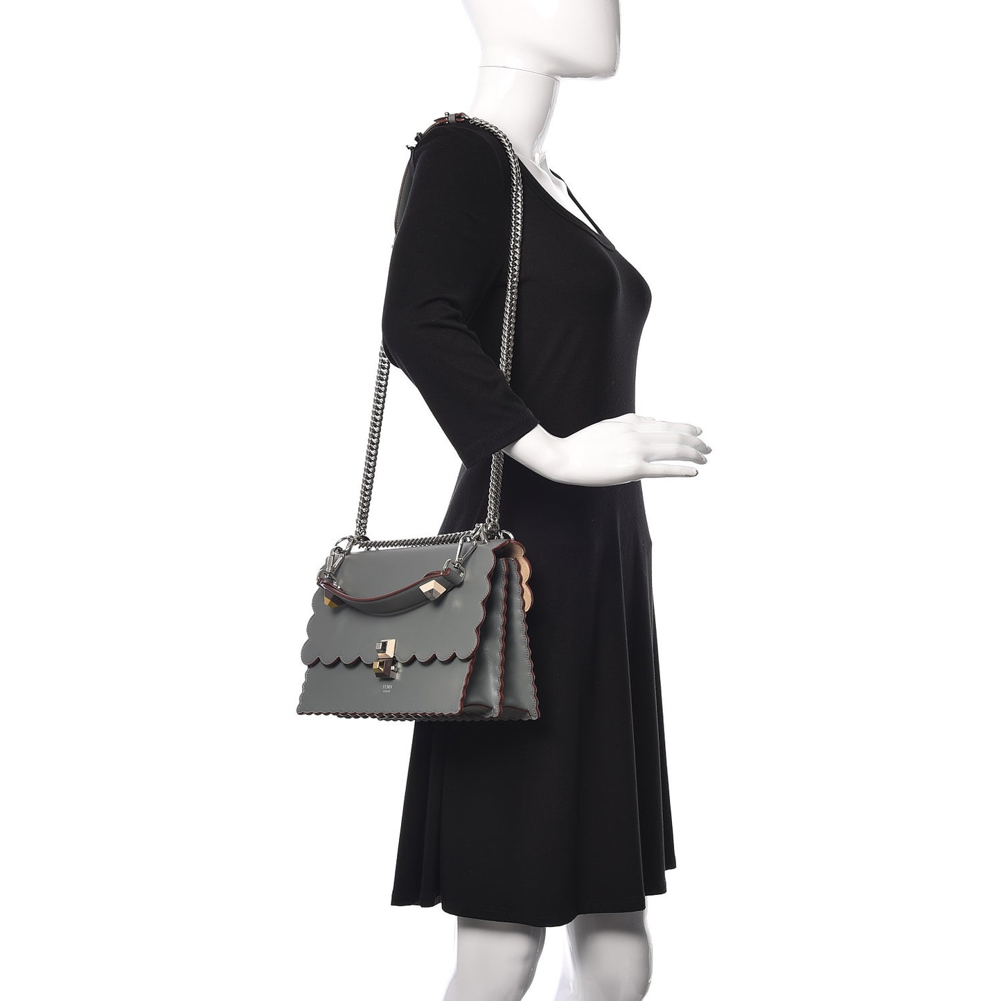 Vitello Liberty Scalloped Studded Kan I Shoulder Bag Alga
