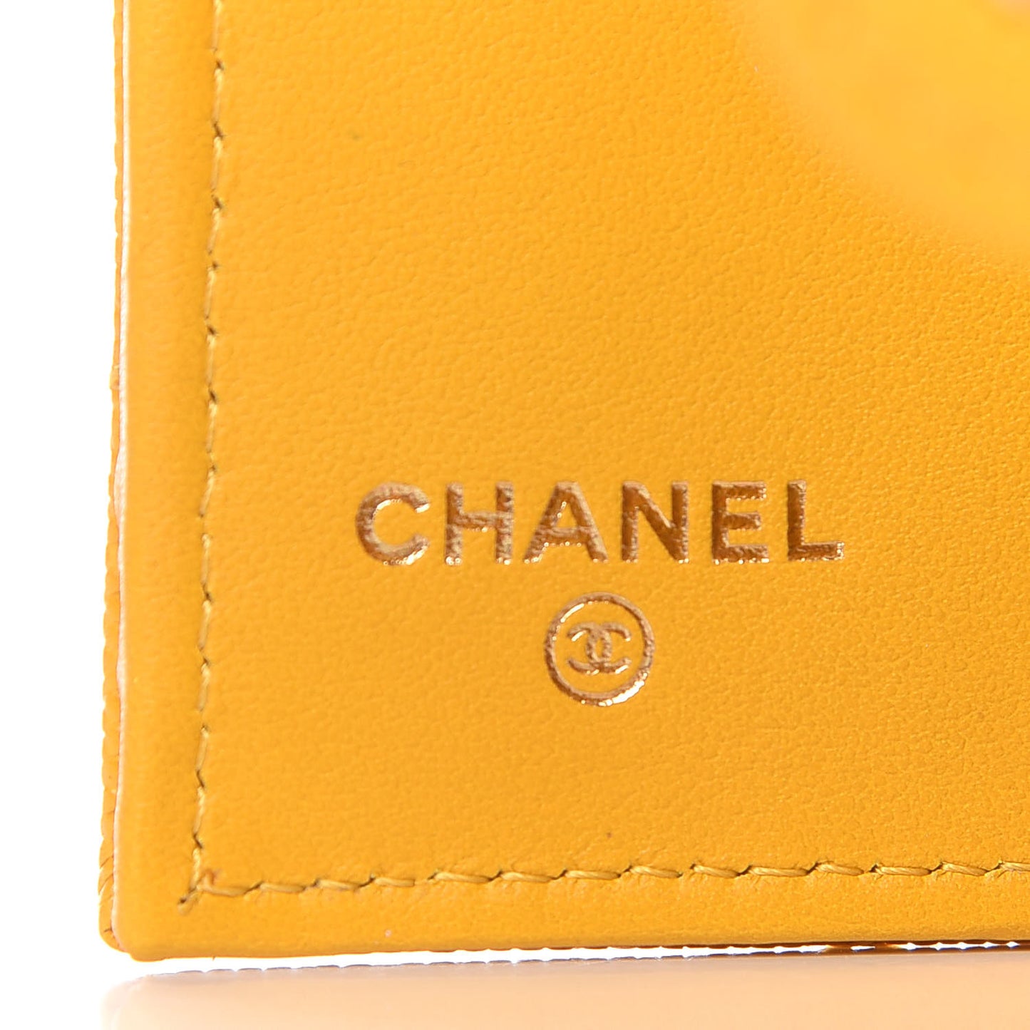 Caviar Quilted Compact Flap Wallet Yellow