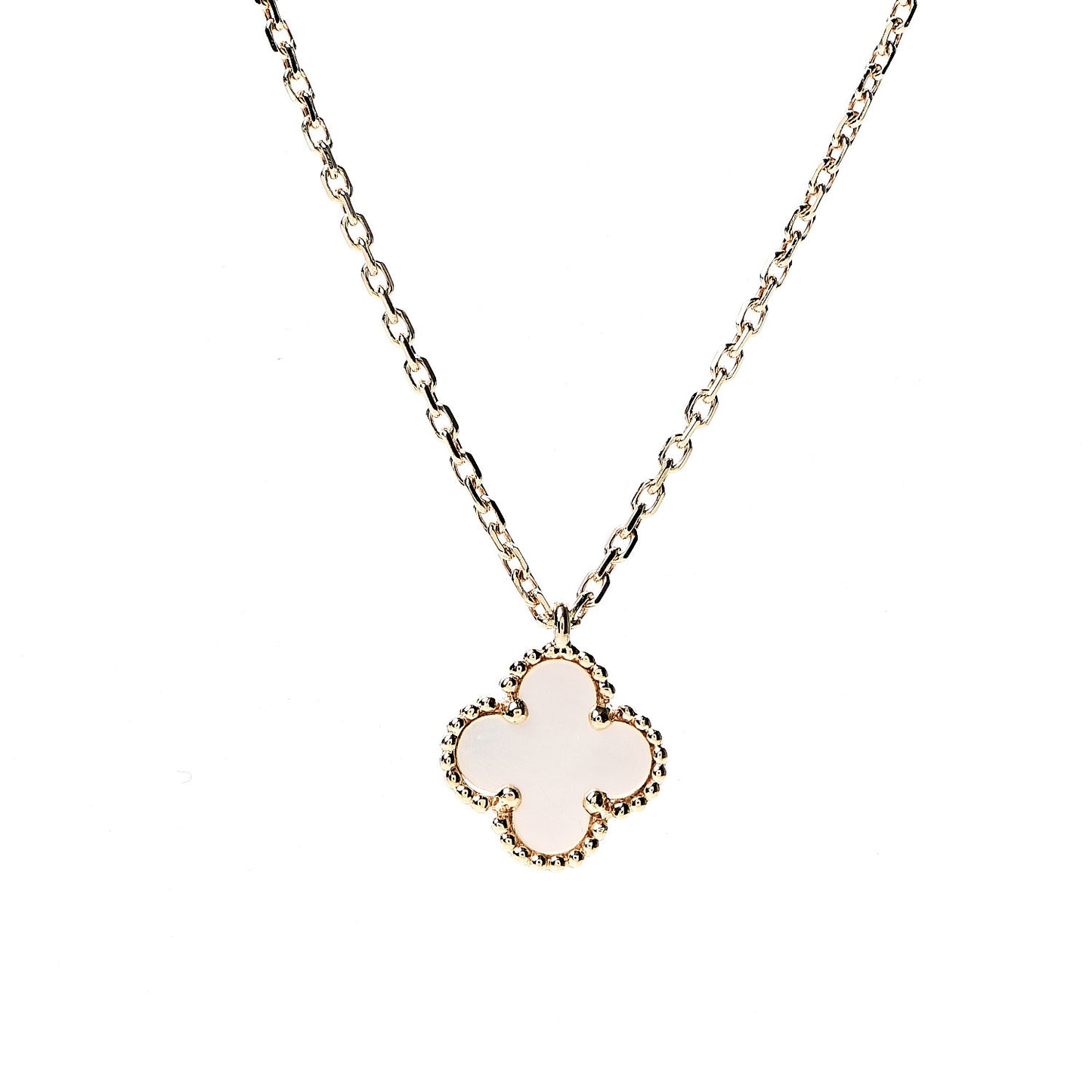 18K Yellow Gold Mother of Pearl Sweet Alhambra Pendant Necklace