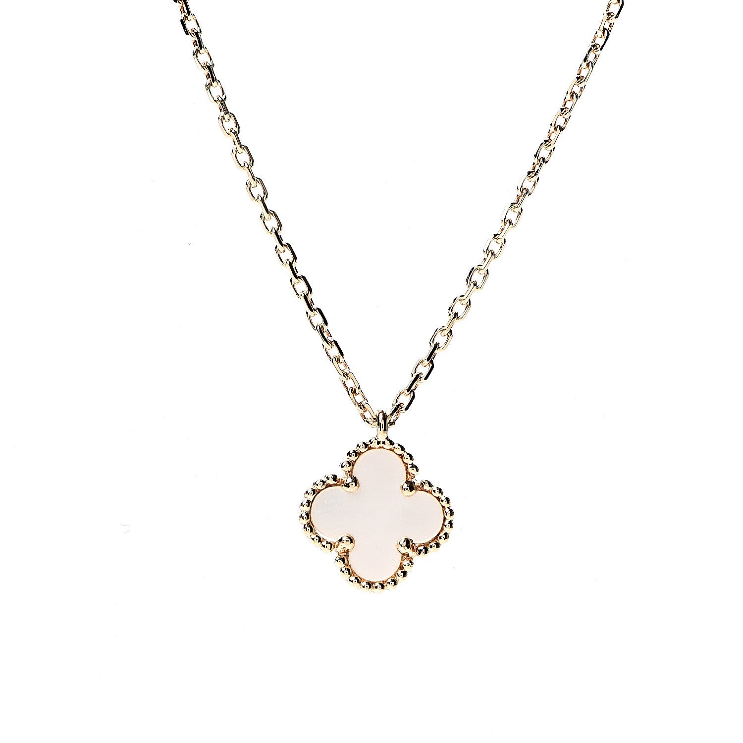 Van Cleef & Arpels 18K Yellow Gold Mother of Pearl Sweet Alhambra Pendant Necklace 3 of 6