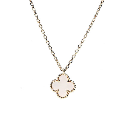 Van Cleef & Arpels 18K Yellow Gold Mother of Pearl Sweet Alhambra Pendant Necklace 3 of 6