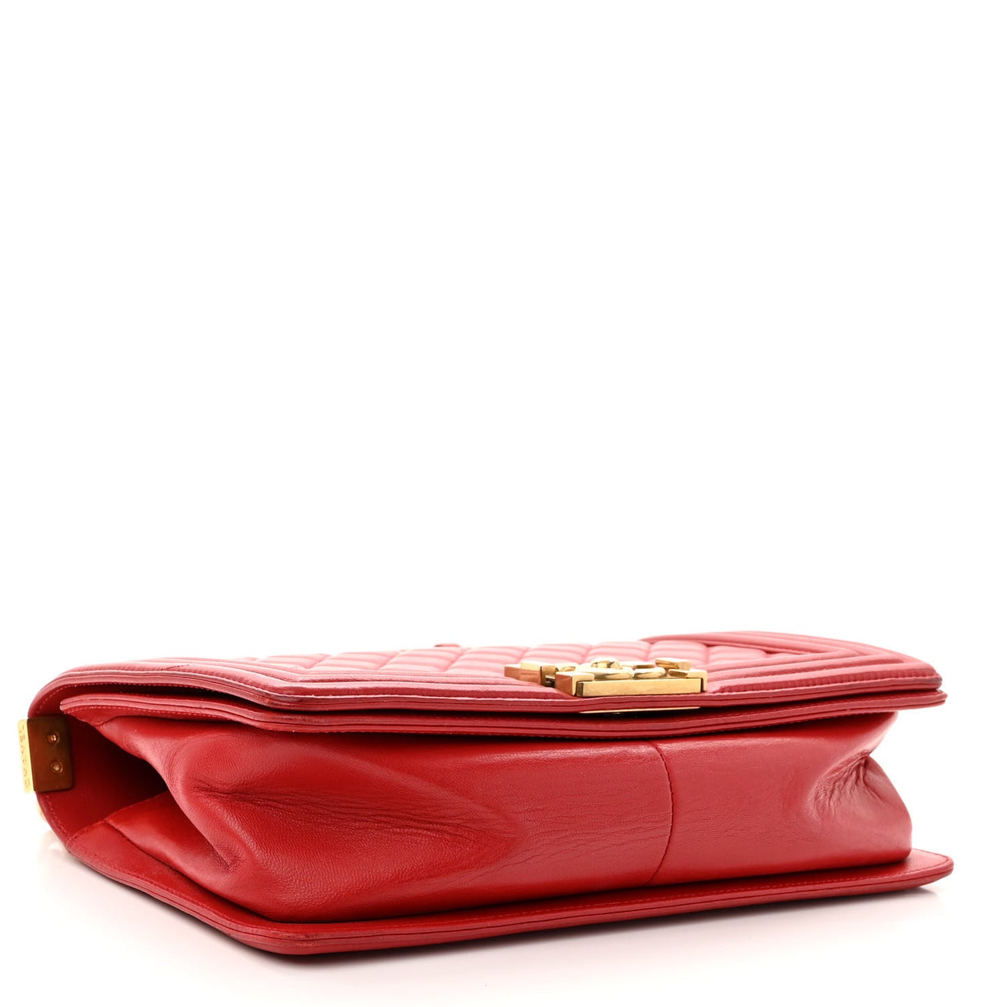 Calfskin Quilted Medium Boy Flap Red