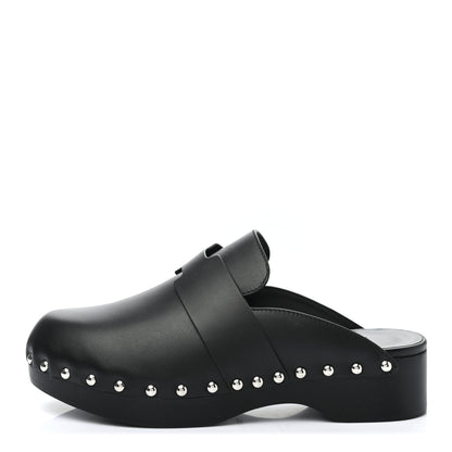 Hermes Calfskin Calya Mules 36 Black 1 of 7