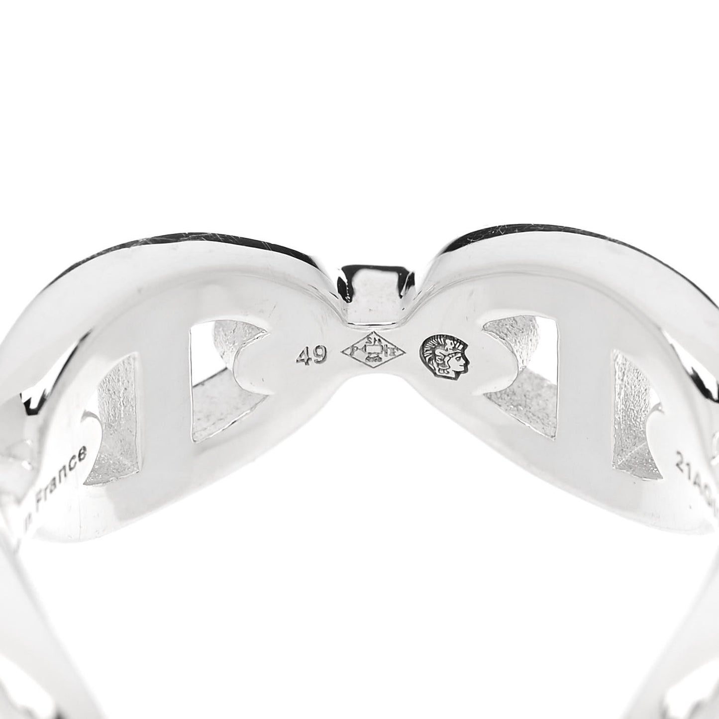 Sterling Silver PM Chaine d'Ancre Enchainee Band Ring 49 5