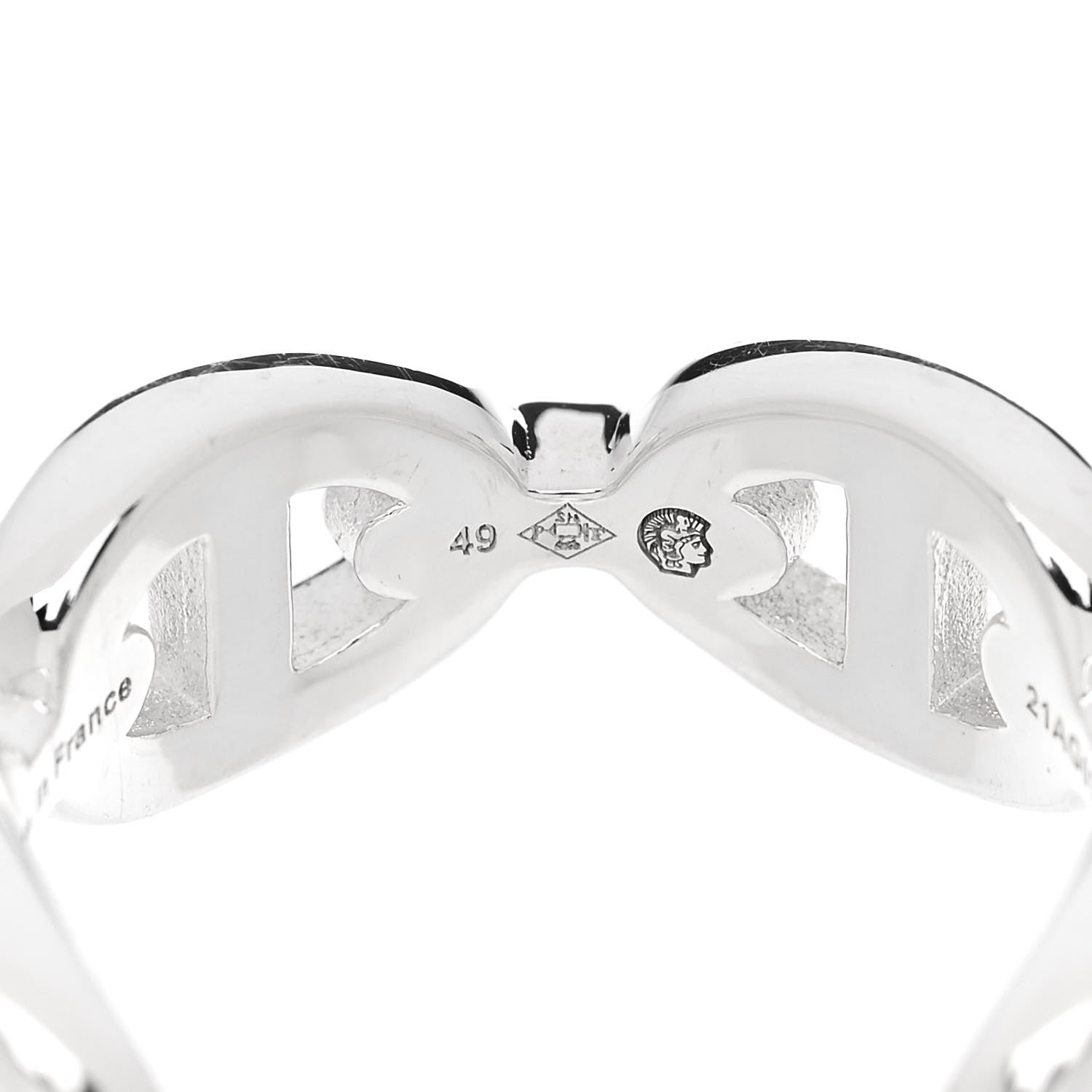 Hermes Sterling Silver PM Chaine d'Ancre Enchainee Band Ring 49 5 7 of 9