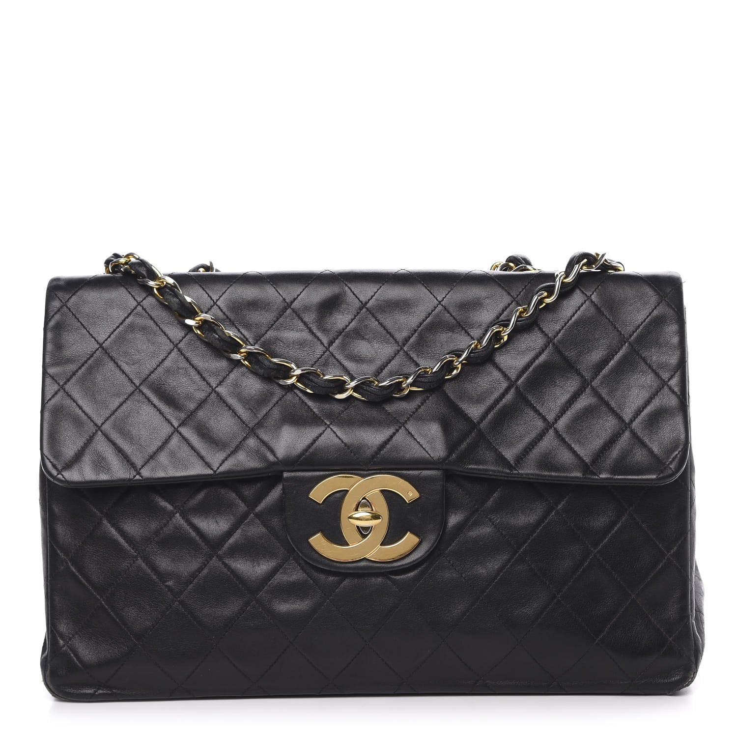 Chanel Lambskin Quilted XL Jumbo Single Flap Black 1 of 19