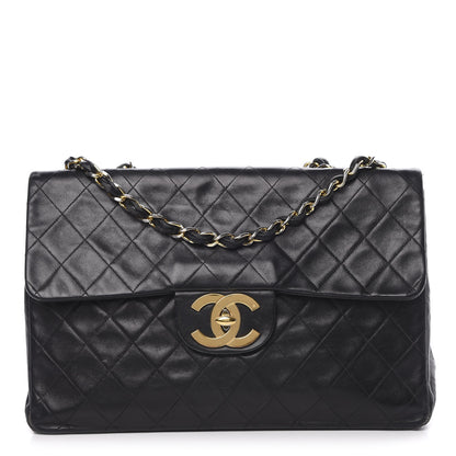 Chanel Lambskin Quilted XL Jumbo Single Flap Black 1 of 19