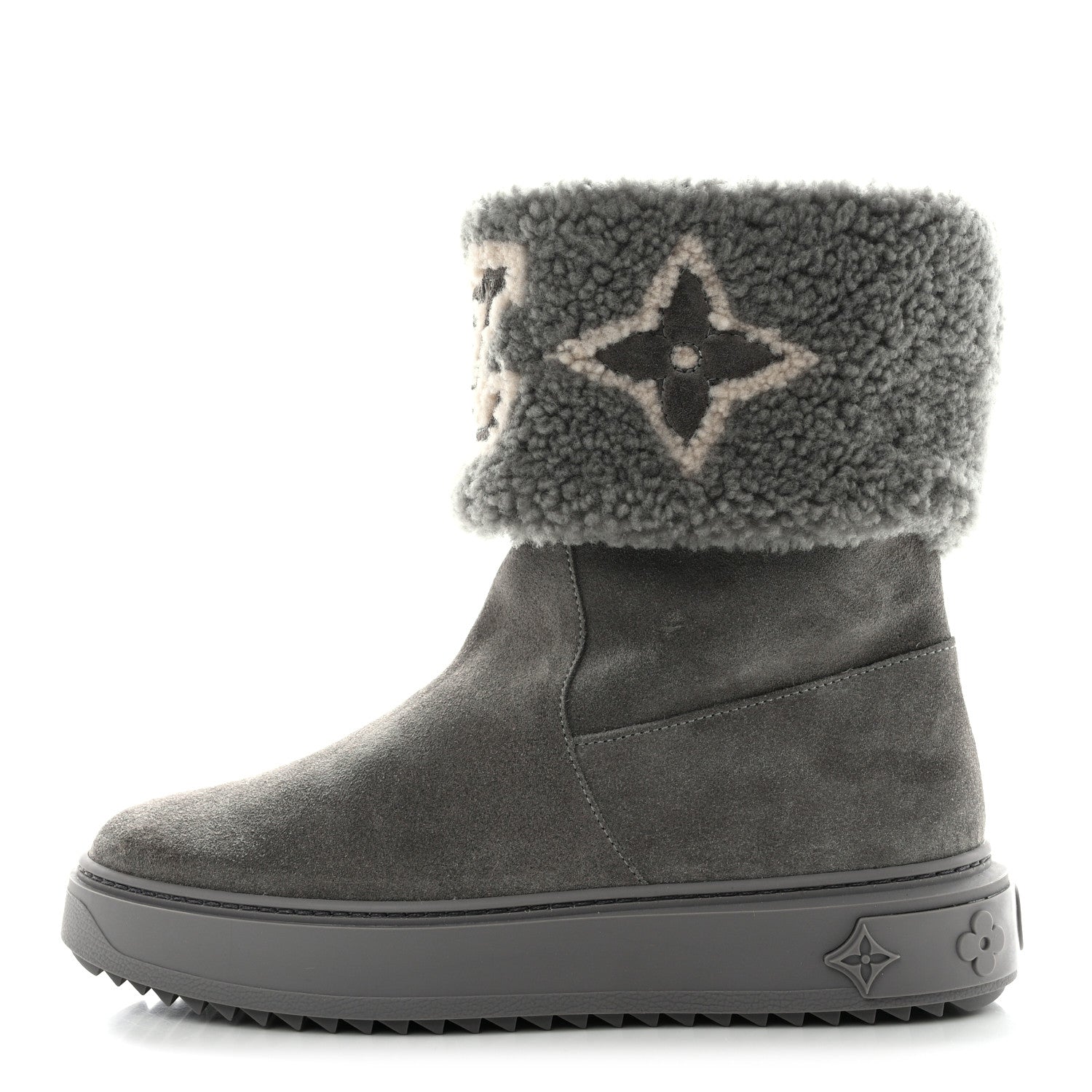 Louis Vuitton Suede Calfskin Shearling Snowdrop Flat Ankle Boot 37 Grey 1 of 9