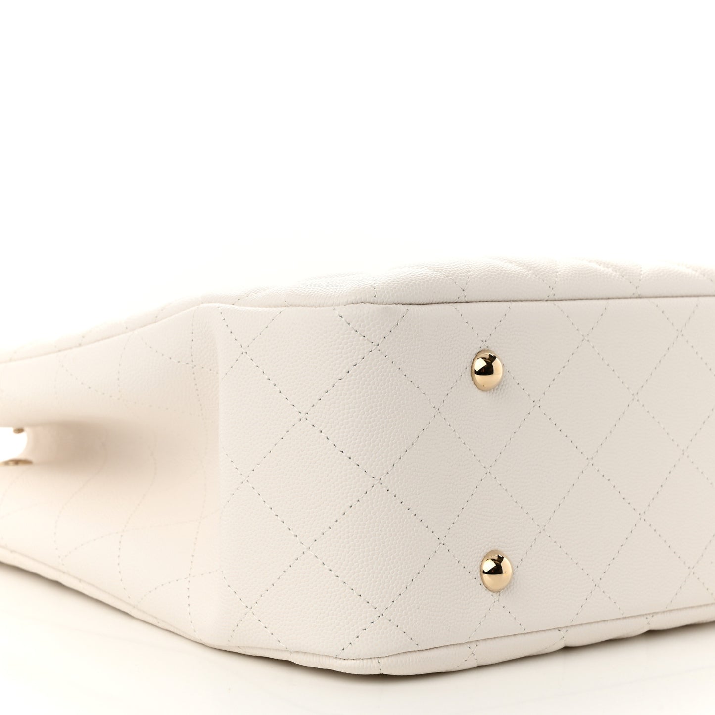 Caviar Quilted Large Classic Shopping Tote White