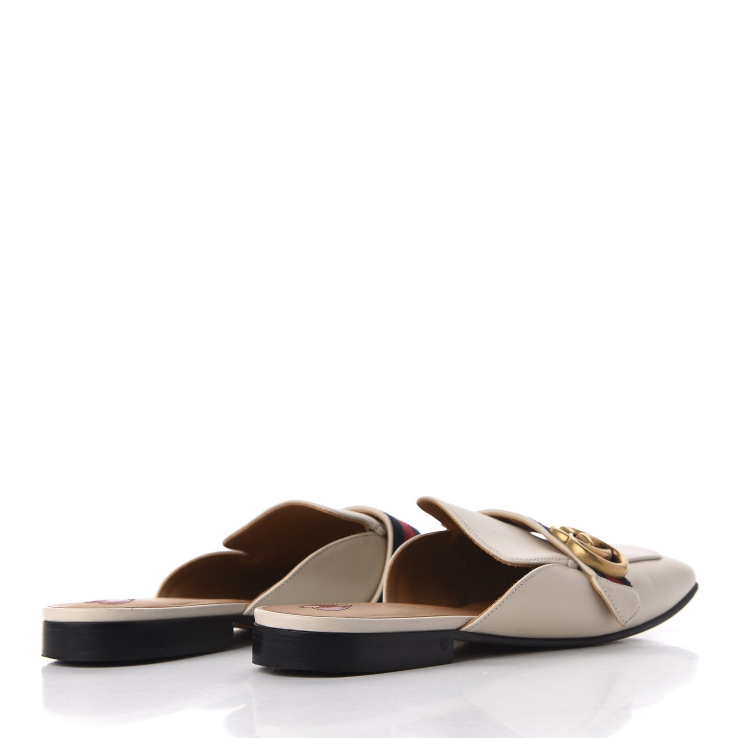 Calfskin Web Womens Peyton GG Slippers 37 Mystic White