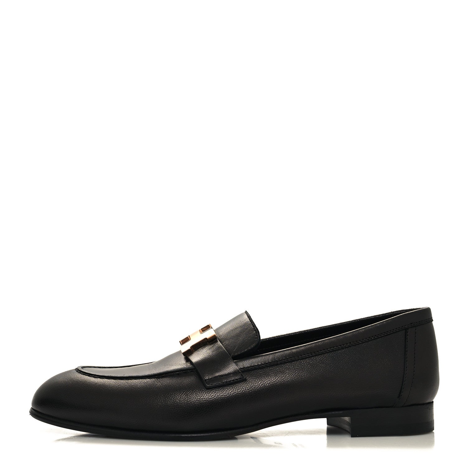 Hermes Goatskin Womens Paris Loafers 38 Black 1 of 10