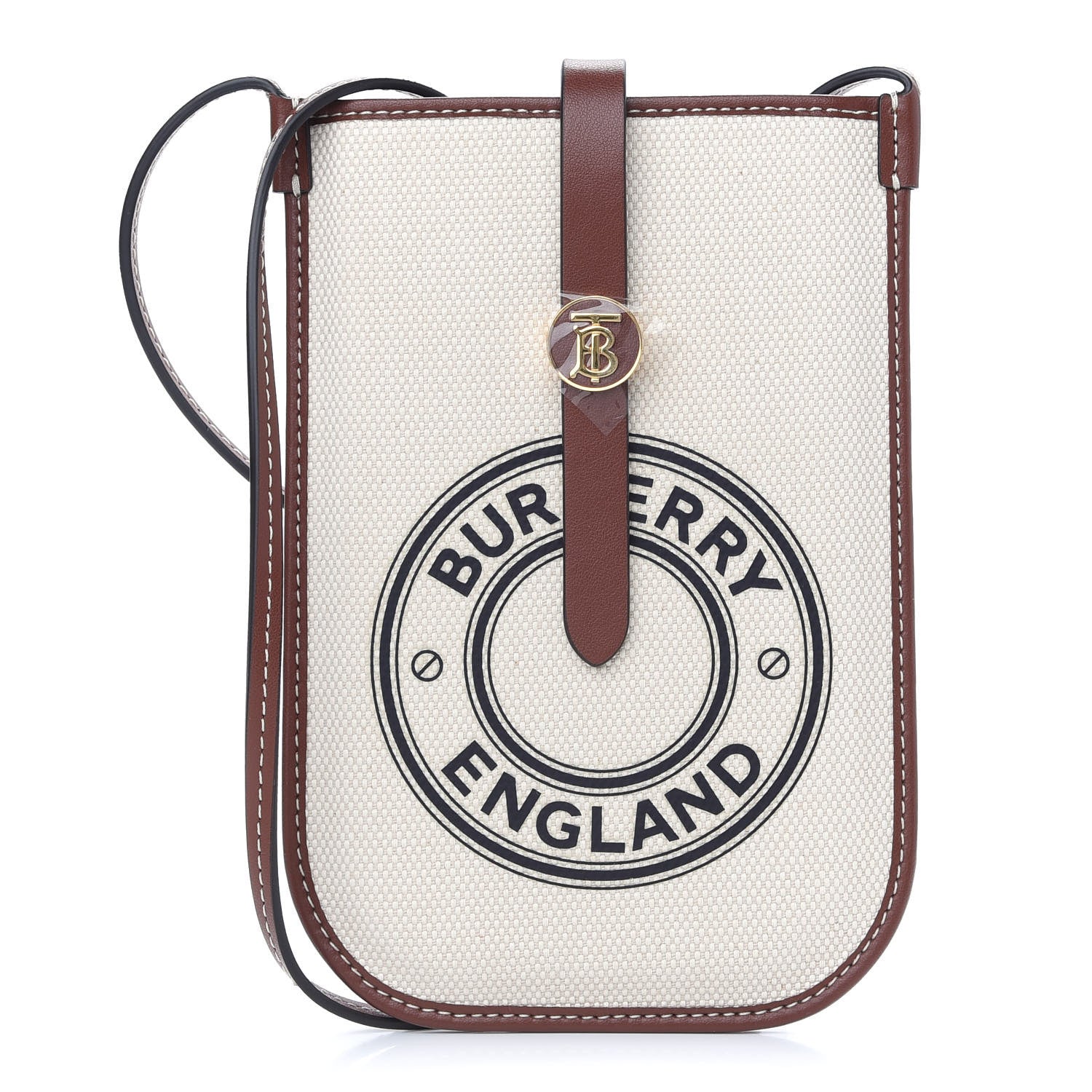 Burberry Canvas Callfskin Anne Phone Case With Strap White Tan 1 of 9