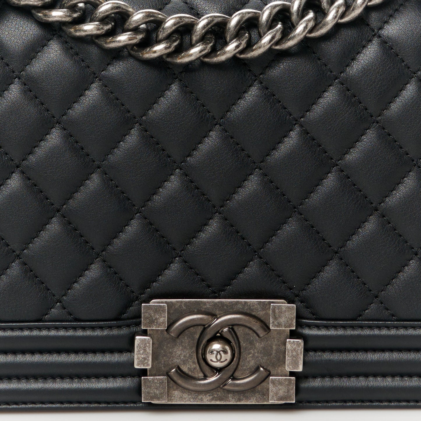 Calfskin Quilted Medium Boy Flap Black