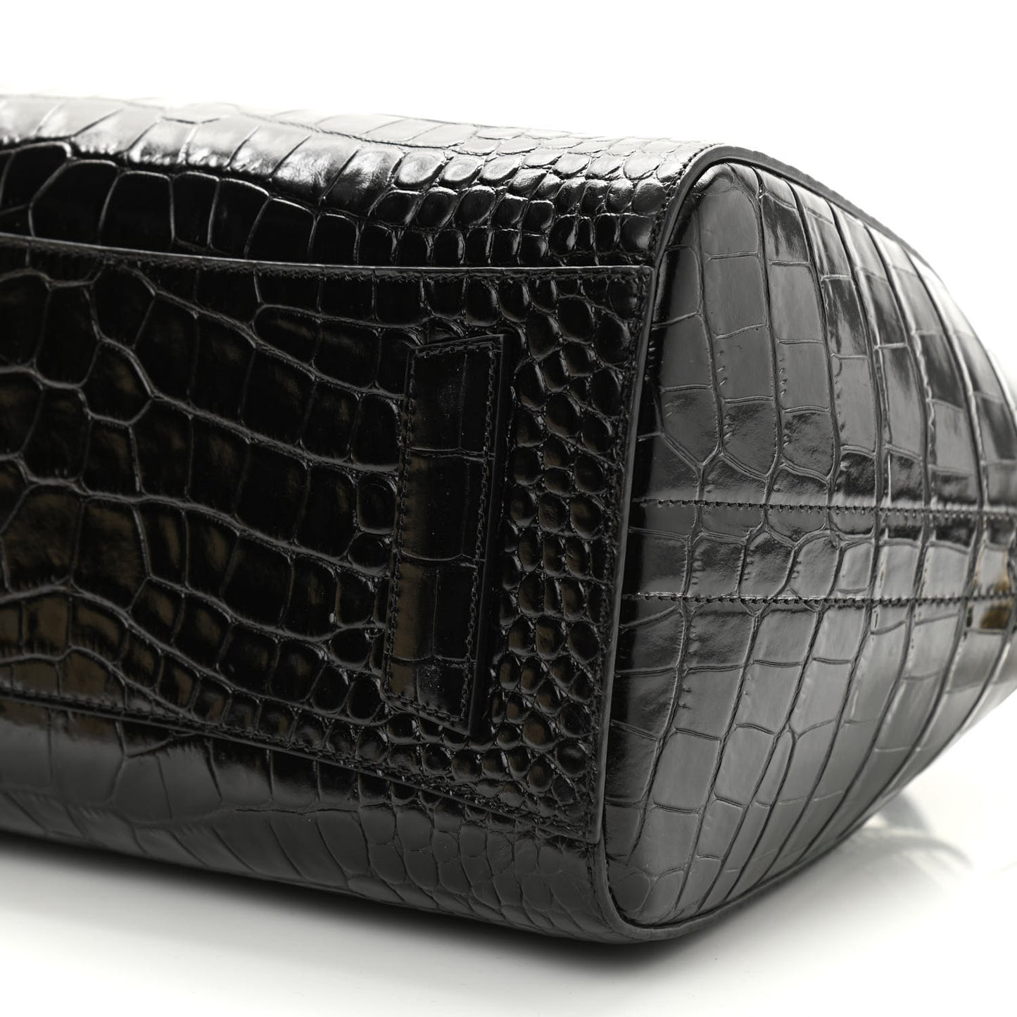 Calfskin Crocodile Embossed Small Antigona Black