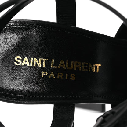 Saint Laurent Calfskin Platz Platform Sandals 37.5 Black 9 of 13