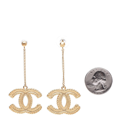 Chanel CC Drop Earrings Matte Gold 2 of 5