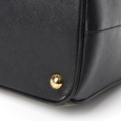 Prada Saffiano Lux Bi-Color Medium Galleria Double Zip Tote Militare Black 9 of 13