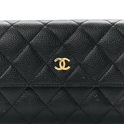 Chanel Caviar Quilted Large Gusset Flap Wallet Black 9 of 12