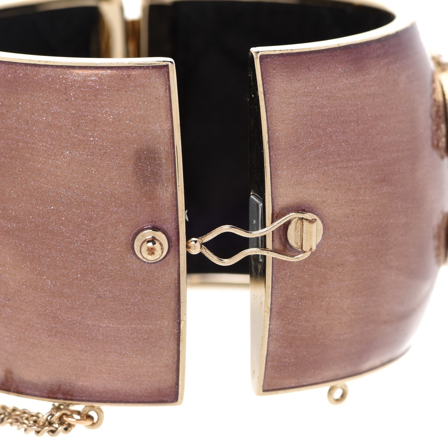 Resin Enamel Crystal CC Cuff Pink Gold