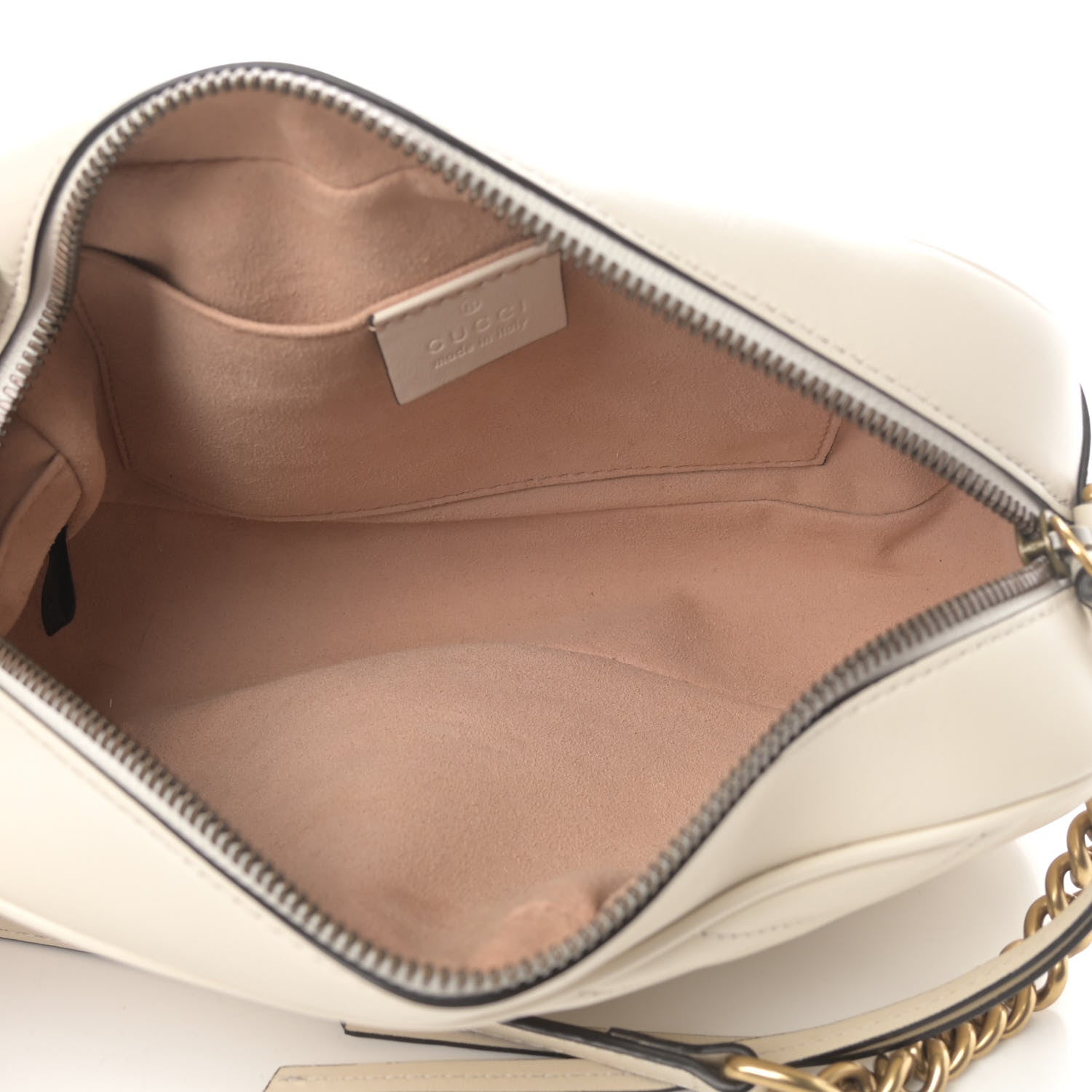 Gucci Calfskin Matelasse Small GG Marmont Chain Shoulder Bag White 3 of 5