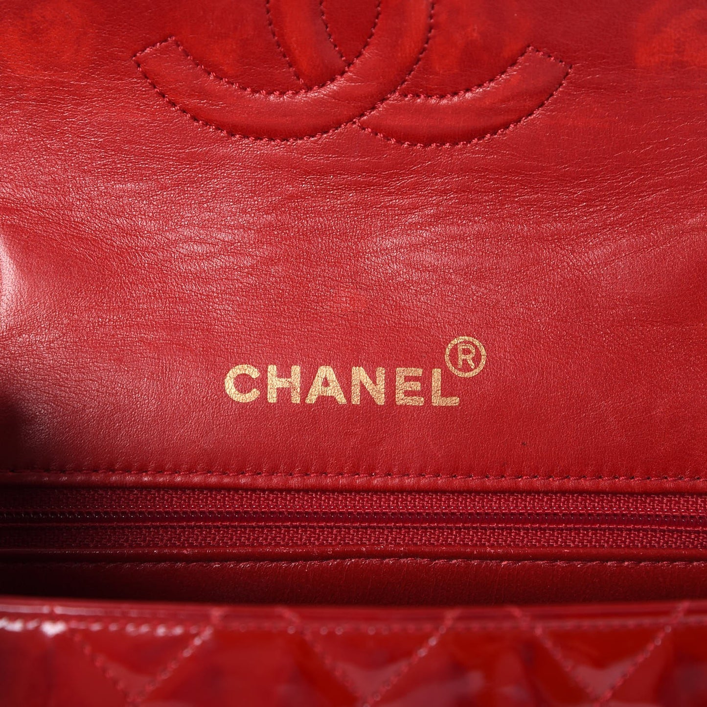Patent Quilted Mini Square Flap Red