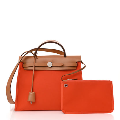 Hermes Vache Hunter Toile Herbag Zip 31 PM Capucine Fauve 3 of 13