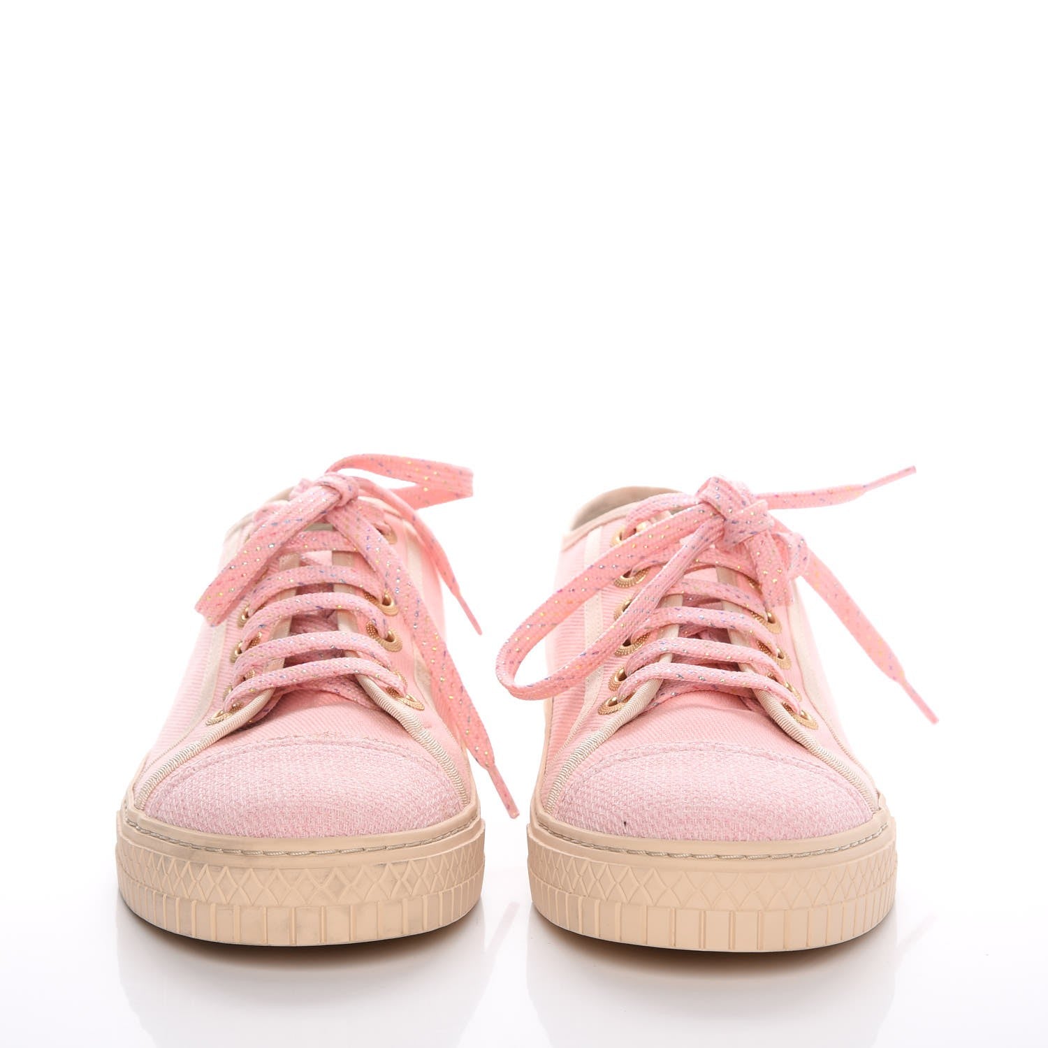 Chanel Fabric Tweed Low Top Sneakers 38 Pink 2 of 13