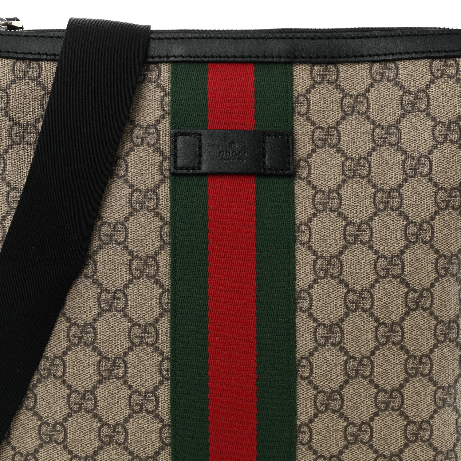 Gucci GG Supreme Monogram Web Messenger Bag Black 8 of 12